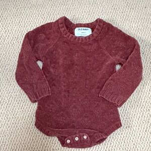 Old Navy Burgundy Baby Sweater Onesie